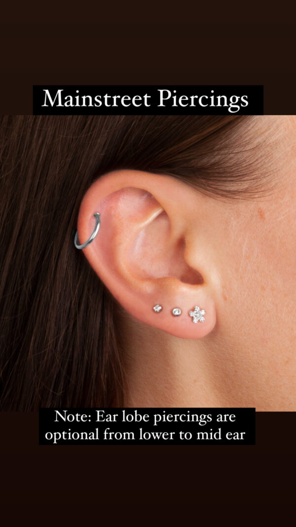 2 ear lobe piercings <br> (Jewelry included)