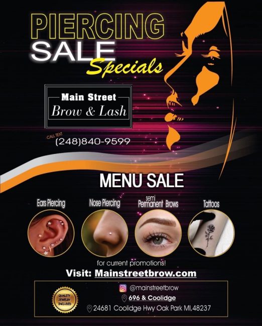 Main Street Brow and Lash piercing sale