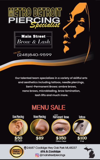 A flyer for main street brow & lash