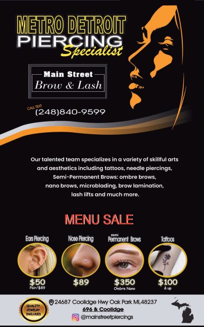 A flyer for main street brow & lash